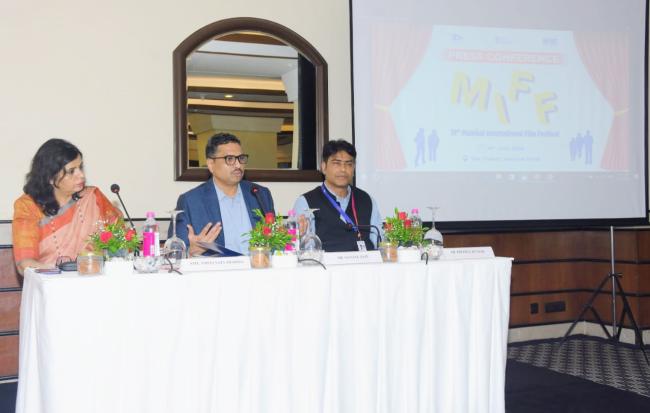 The Secretary, Ministry of Information and Broadcasting, Shri Sanjay Jaju interacting the media during a press conference organized on the 18th edition of Mumbai International Film Festival (MIFF - 2024) at Mumbai, in Maharashtra on June 14, 2024.