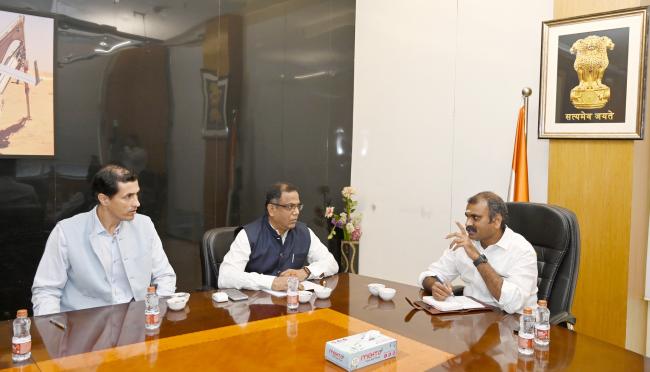 The Minister of State for Information and Broadcasting and Parliamentary Affairs, Dr. L. Murugan chairs a review meeting at the BECIL (Broadcast Engineering Consultants India Limited) headquarters in Noida, Uttar Pradesh on October 16, 2024.