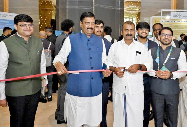 The Minister of State for Information and Broadcasting and Parliamentary Affairs, Dr. L. Murugan took a walkthrough of exhibition showcased on the 11th Edition of India CSR & ESG Summit 2024 at Hotel Pullman Aerocity, in New Delhi on October 17, 2024.