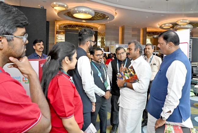 The Minister of State for Information and Broadcasting and Parliamentary Affairs, Dr. L. Murugan took a walkthrough of exhibition showcased on the 11th Edition of India CSR & ESG Summit 2024 at Hotel Pullman Aerocity, in New Delhi on October 17, 2024.