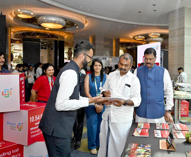 The Minister of State for Information and Broadcasting and Parliamentary Affairs, Dr. L. Murugan took a walkthrough of exhibition showcased on the 11th Edition of India CSR & ESG Summit 2024 at Hotel Pullman Aerocity, in New Delhi on October 17, 2024.