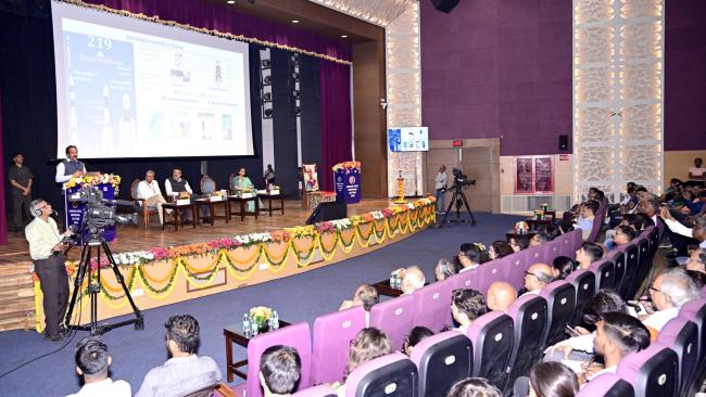 The Chairman of ISRO & Space Commission and Secretary, Department of Space (DoS), Dr. S. Somanath addressing the Sardar Patel Memorial Lecture 2024 at Akashvani Rang Bhavan, in New Delhi on October 26, 2024.