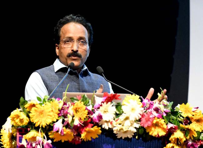 The Chairman of ISRO & Space Commission and Secretary, Department of Space (DoS), Dr. S. Somanath addressing the Sardar Patel Memorial Lecture 2024 at Akashvani Rang Bhavan, in New Delhi on October 26, 2024.