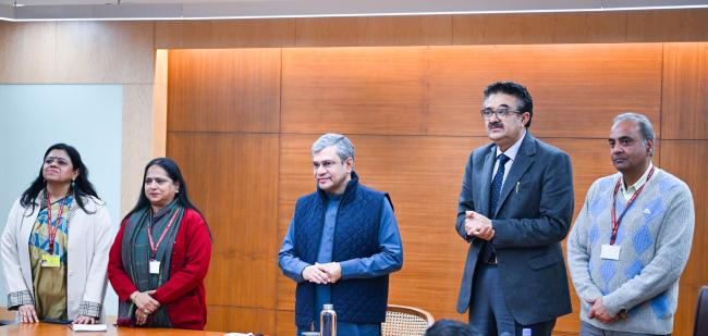 The Union Minister of Railways, Information and Broadcasting and Electronics and Information Technology, Shri Ashwini Vaishnaw launches a special song of Akashvani and Doordarshan dedicated to Maha Kumbh 2025, in New Delhi on January 08, 2025.