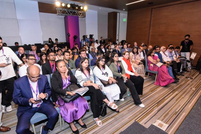 ब्रेकआउट सत्र: प्रसारण विनियमन पर पैनल में 2 मई, 2025 को मुंबई में ट्राई के अनिल लाहोटी, एआईबीडी के ज्ञानप्रगासम, एबीयू के नदीम और मेडियासेट के लोरेंजो शामिल थे।