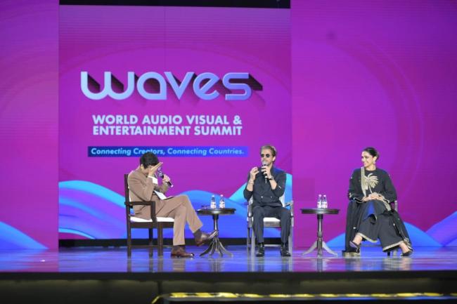 Actors Shah Rukh Khan and Deepika Padukone had an immersive interaction with filmmaker Karan Johar in a jam packed session named ‘The Journey: From Outsider to Ruler’ at Mumbai, in Maharashtra on May 01, 2025.