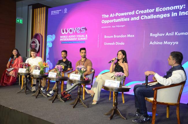 Braum Brandon Max, Unmesh Dinda, Raghav Anil Kumar and Achina Mayya at WAVES-2025, in Mumbai, Maharashtra on May 02, 2025.