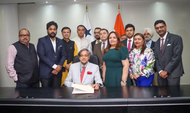 Parliament Delegation visiting Panama, led by Dr Shashi Tharoor met President (Speaker) of the National Assembly, Dana Castaneda.