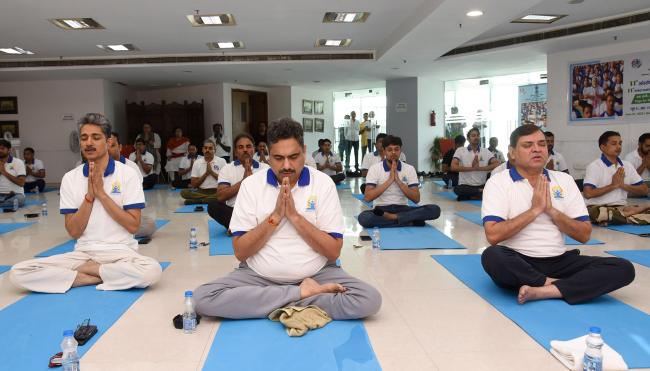 The Secretary, Ministry of Information & Broadcasting, Shri Sanjay Jaju participated in the 11th International Day of Yoga celebrations at National Media Centre, in New Delhi on June 21, 2025.