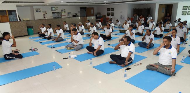 The Secretary, Ministry of Information & Broadcasting, Shri Sanjay Jaju participated in the 11th International Day of Yoga celebrations at National Media Centre, in New Delhi on June 21, 2025.