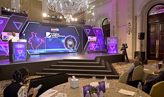 The Minister of State for Information and Broadcasting and Parliamentary Affairs, Dr. L. Murugan addressing at the Digital Entertainment Summit at the Leela Palace, in New Delhi on June 27, 2025.