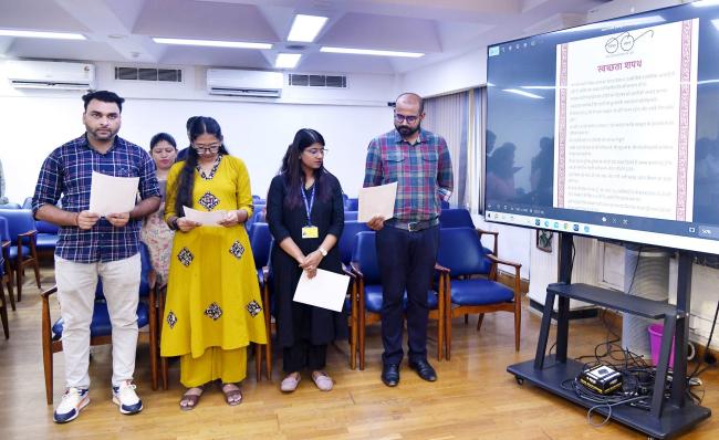 Glimpses of the Swachhata Pledge in view of “Swachhata Hi Sewa (SHS)- 2025” campaign at Shastri Bhawan, in New Delhi on September 22, 2025.