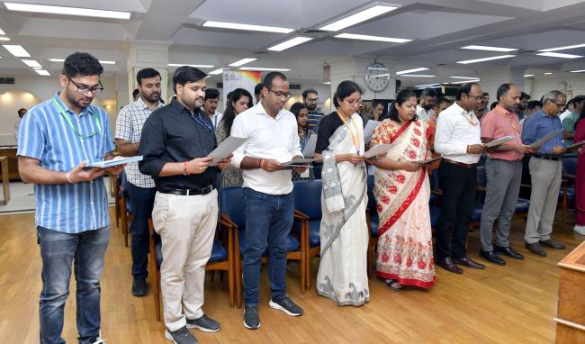 Glimpses of the Swachhata Pledge in view of “Swachhata Hi Sewa (SHS)- 2025” campaign at Shastri Bhawan, in New Delhi on September 22, 2025.