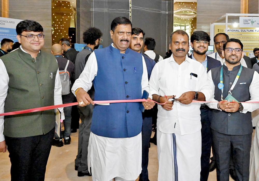 The Minister of State for Information and Broadcasting and Parliamentary Affairs, Dr. L. Murugan took a walkthrough of exhibition showcased on the 11th Edition of India CSR & ESG Summit 2024 at Hotel Pullman Aerocity, in New Delhi on October 17, 2024.