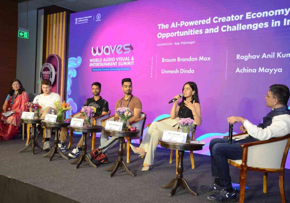 Braum Brandon Max, Unmesh Dinda, Raghav Anil Kumar and Achina Mayya at WAVES-2025, in Mumbai, Maharashtra on May 02, 2025.