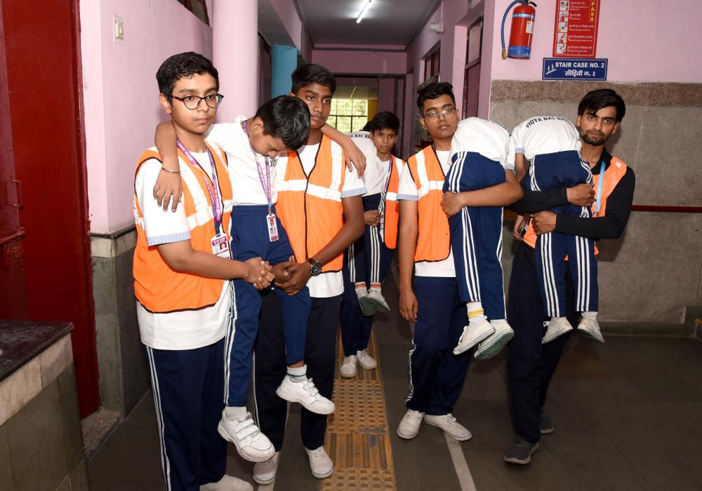 Glimpses of ‘MOCK DRILL’ in Vidya Bal Bhawan, Sr. Secondary School at Mayur Vihar Phase-3, in New Delhi on May 07, 2025.