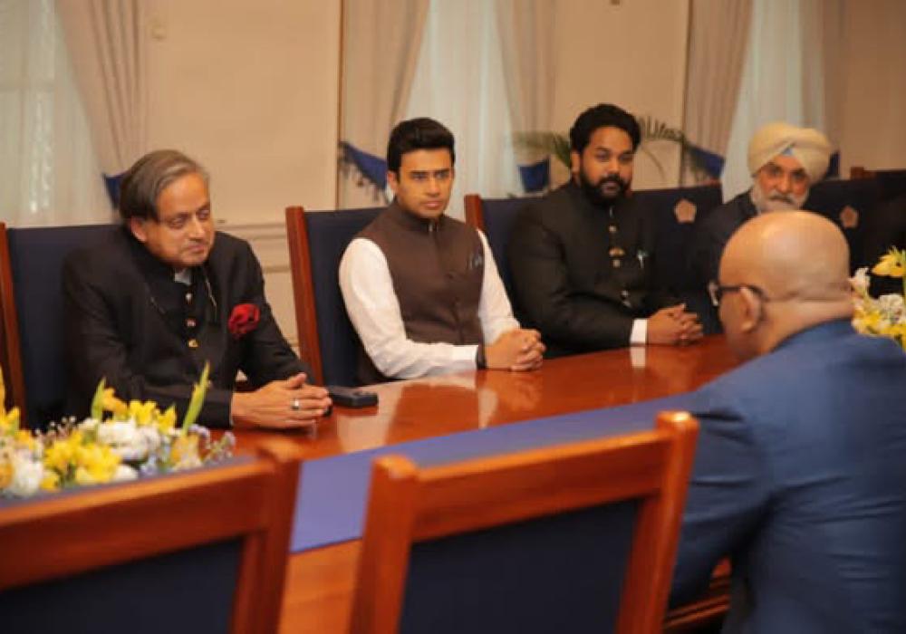 The All-Party Indian Parliamentary Delegation led by Dr Shashi Tharoor, Hon’ble Member of Parliament called on H.E. Dr Bharrat Jagdeo, Hon’ble Vice President of Guyana.
