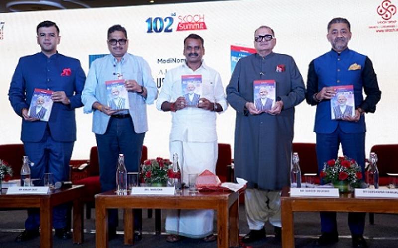 The Minister of State for Information and Broadcasting and Parliamentary Affairs, Dr. L. Murugan addressing at the release of the book of ModiNomics: The Journey of Inclusive Growth by Shri Sameer Kochhar, Chairman of the SKOCH Group, in New Delhi on September 20, 2025.