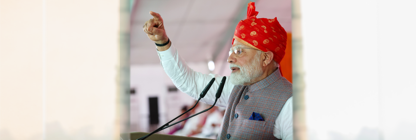 PM addressing at foundation stone laying and inauguration of various projects at Bikaner, in Rajasthan