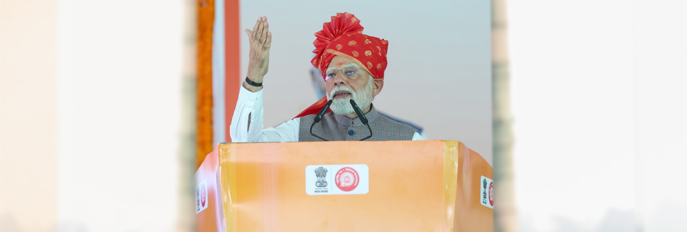 PM addressing at foundation stone laying and inauguration of various projects at Bikaner, in Rajasthan
