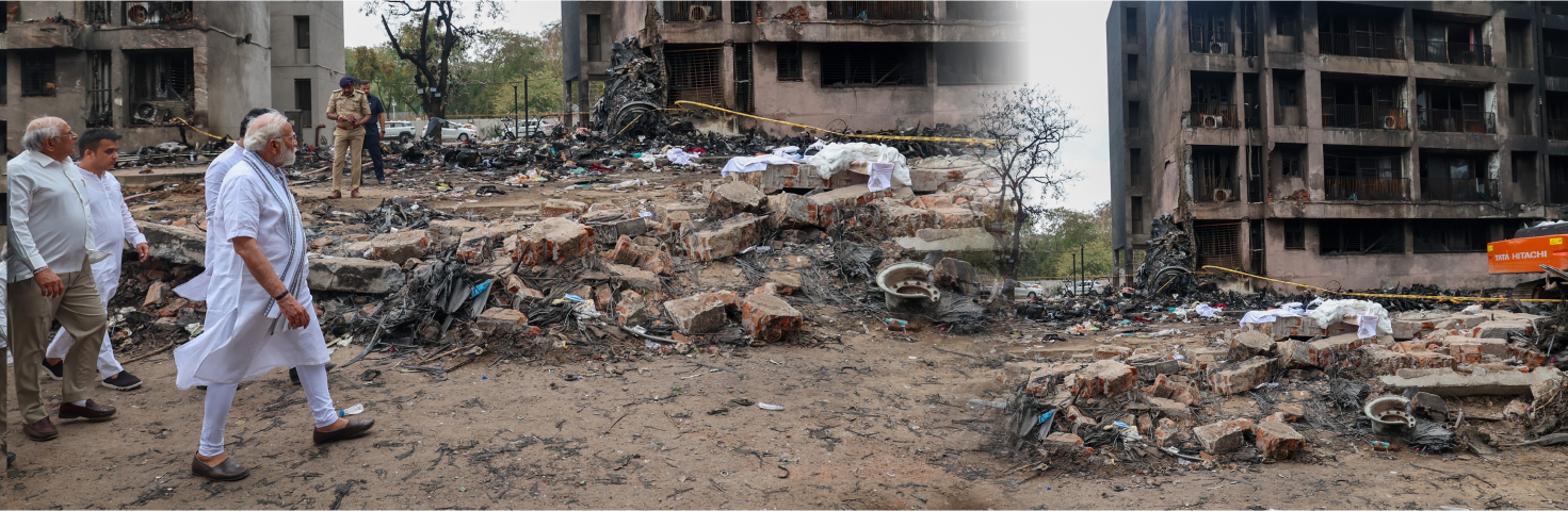PM visits the crash site of the AI-171 flight at Ahmedabad, in Gujarat