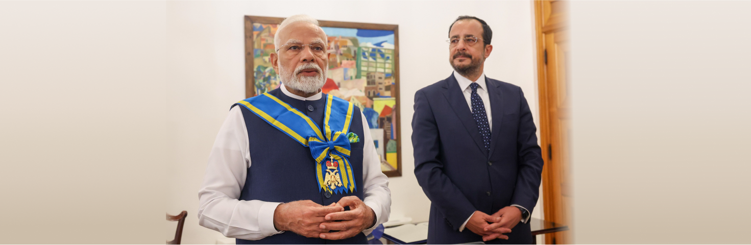 PM receiving highest honour of Cyprus in Nicosia, Cyprus
