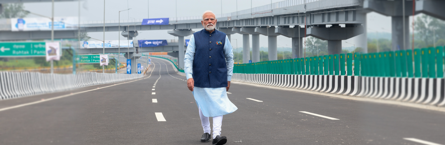 PM took a walkthrough of Dwarka Expressway on the sidelines of the inauguration ceremony of two major National Highway projects - the Delhi section of Dwarka Expressway and Urban Extension Road-II (UER-II) at Rohini, in New Delhi