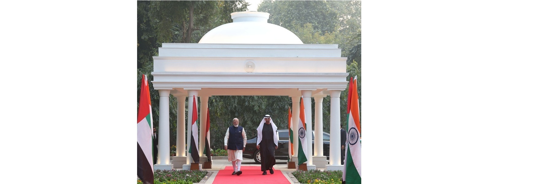 PM meets the President of the United Arab Emirates Sheikh Mohamed bin Zayed Al Nahyan at 7, Lok Kalyan Marg, in New Delhi.