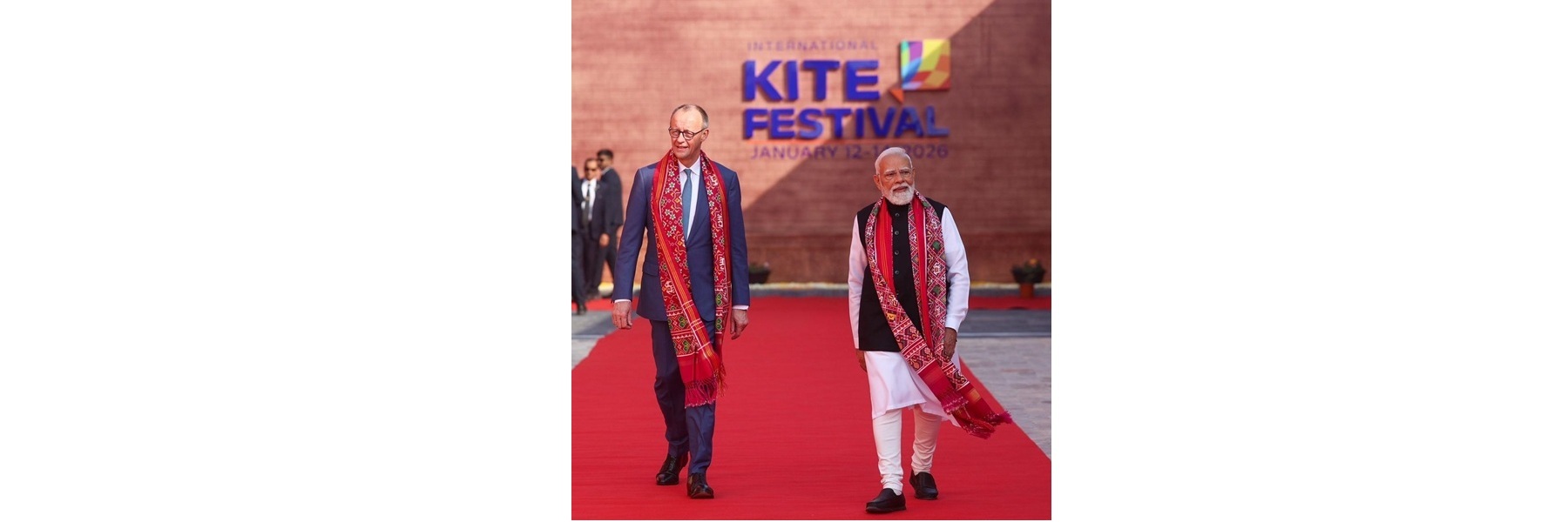PM and the Chancellor of Germany, Mr. Friedrich Merz participate in the International Kite Festival at the Sabarmati Riverfront in Ahmedabad, Gujarat