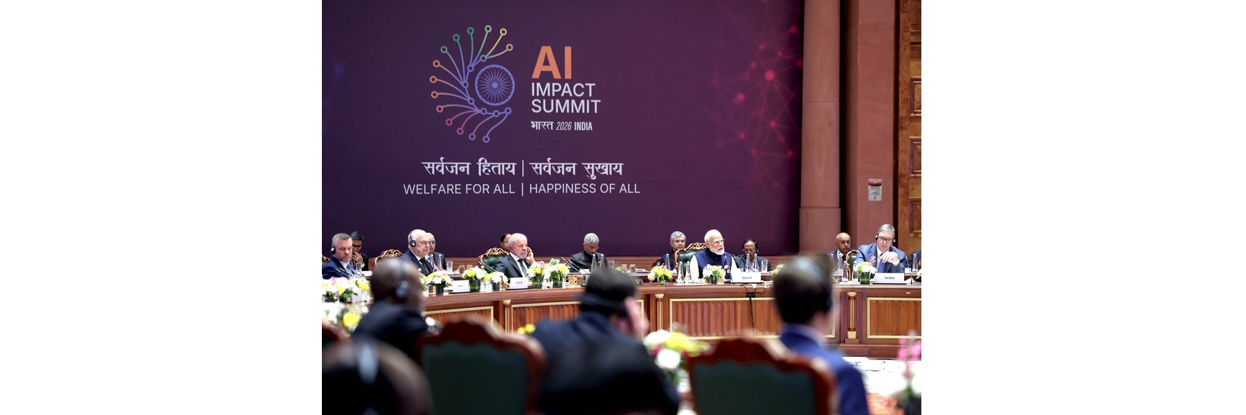 PM addressing the Leaders’ Plenary with Working Lunch at India AI Impact Summit at Bharat Mandapam, in New Delhi