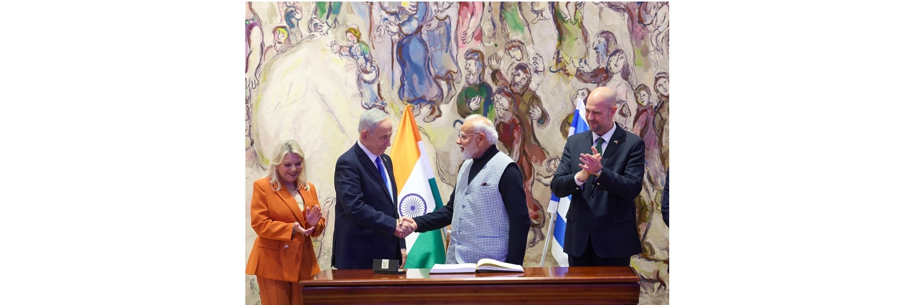 PM arrives at the Knesset (Israeli Parliament) during official ceremony at Tel Aviv, in Israel. 