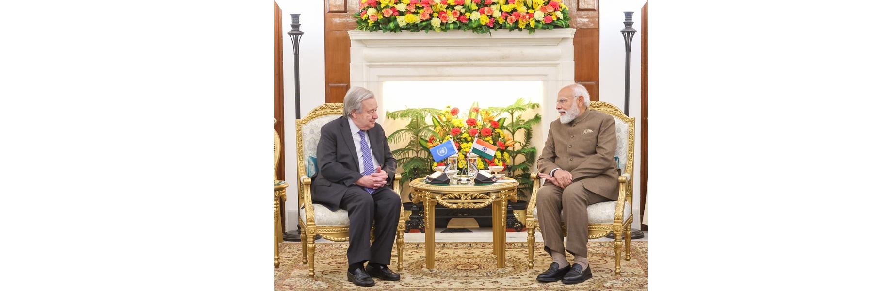 PM meeting with the Secretary General of United Nations, Mr. Antonio Guterres at Hyderabad House, in New Delhi