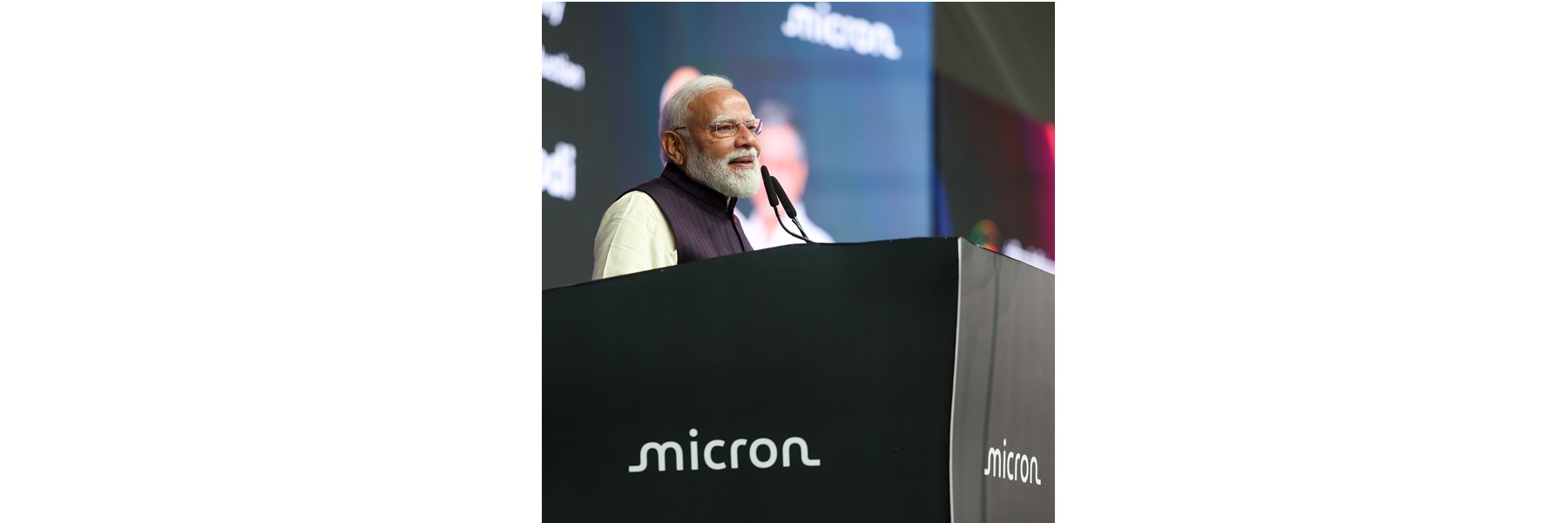 PM addressing the gathering at the inauguration of Micron Technology’s Semiconductor ATMP (Assembly, Test, Marking and Packaging) facility held at Sanand, in Gujarat.