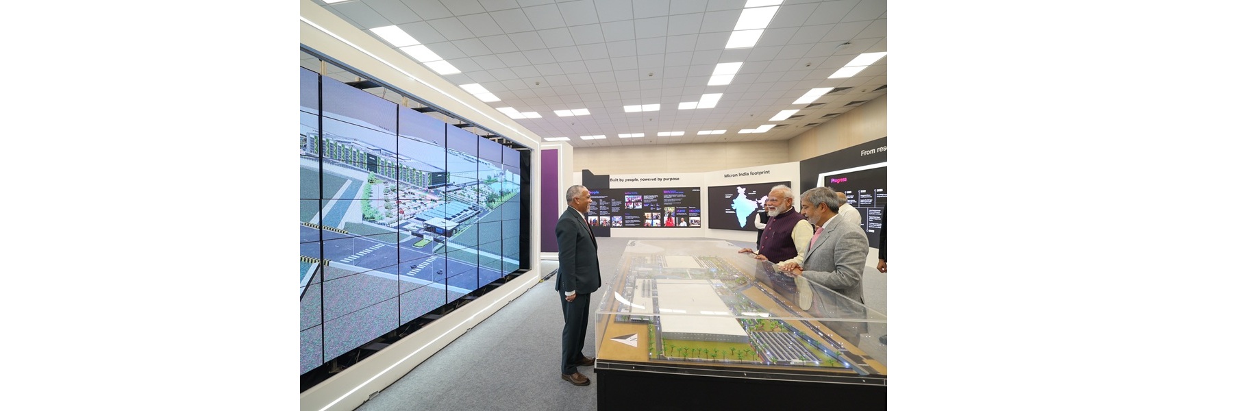 PM visits Micron Technology’s Semiconductor Assembly, Test and Packaging (ATMP) facility at Sanand, in Gujarat.