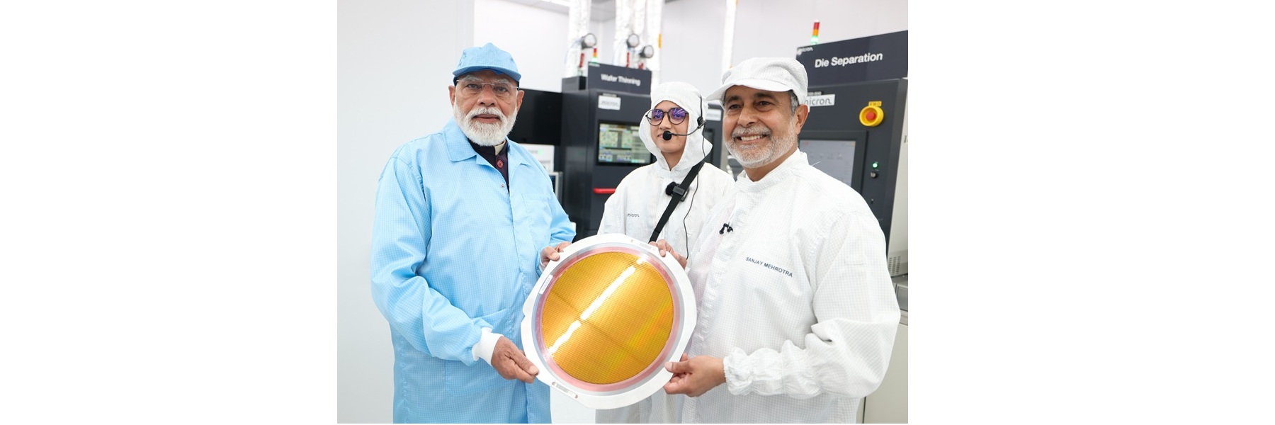 PM Visits to MICRON cleanroom at Sanand, in Gujarat