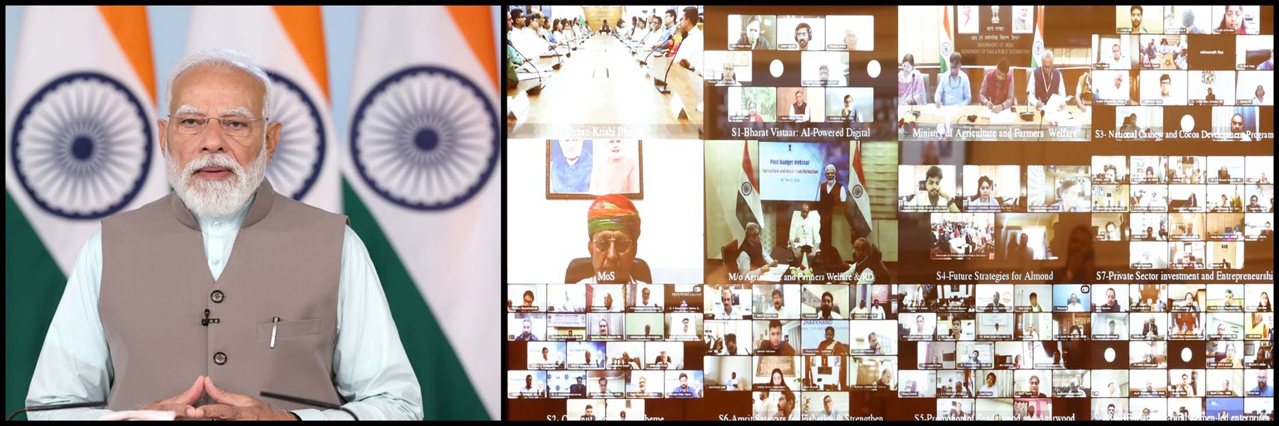 प्रधानमंत्री ने वीडियो कॉन्फ्रेंसिंग के माध्यम से "कृषि और ग्रामीण परिवर्तन" विषय पर आयोजित बजट पश्चात वेबिनार को संबोधित किया।