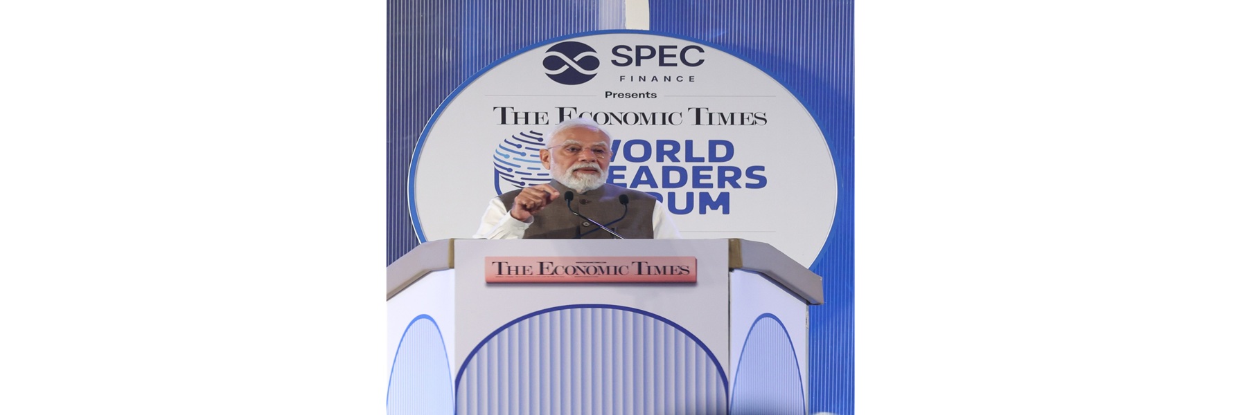 प्रधानमंत्री नई दिल्ली में आयोजित इकोनॉमिक टाइम्स वर्ल्ड लीडर्स फोरम – 2026 में उपस्थित लोगों को संबोधित करते हुए।