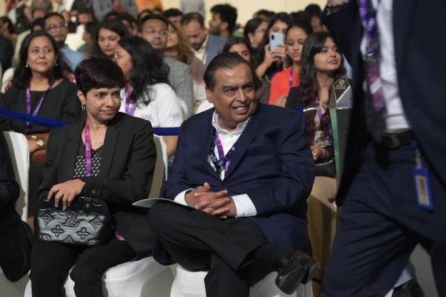 Mukesh Ambani Unveils Vision for India-Led Global Entertainment Revolution at WAVES 2025 at Mumbai, in Maharashtra on May 01, 2025.
