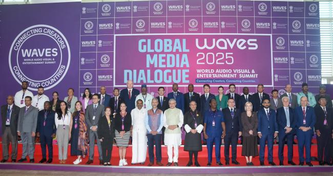 Dr. S. Jaishankar & Mr. Ashwini Vaishnaw at WAVES Global Media Dialogue, in Mumbai, Maharashtra on May 02, 2025.