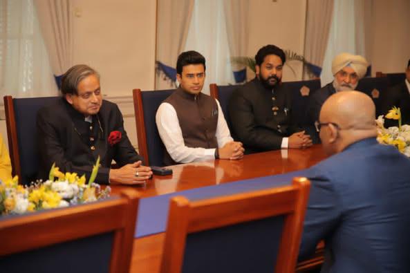The All-Party Indian Parliamentary Delegation led by Dr Shashi Tharoor, Hon’ble Member of Parliament called on H.E. Dr Bharrat Jagdeo, Hon’ble Vice President of Guyana.